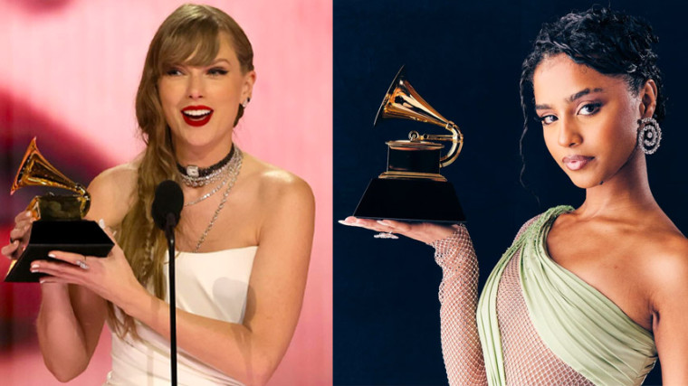 Taylor Swift makes history at this year's Grammy Awards for becoming the first musical artist to win the Album of the Year four times! The "Anti-Hero" singer had previously been tied on three best album wins with Stevie Wonder, Paul Simon, and Frank Sinatra. Meanwhile, South African singer Tyla also made history by picking up the first ever award for Best African Performance for her viral smash "Water," which inspired a TikTok dance craze last summer.